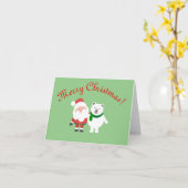 サンタとポーラーベアのクリスマスグリーティングカード カード (黄色い花)