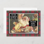 サンタとミセスクロースいけなヴィンテージおもしろい・プレイド ポストカード (正面/裏面)