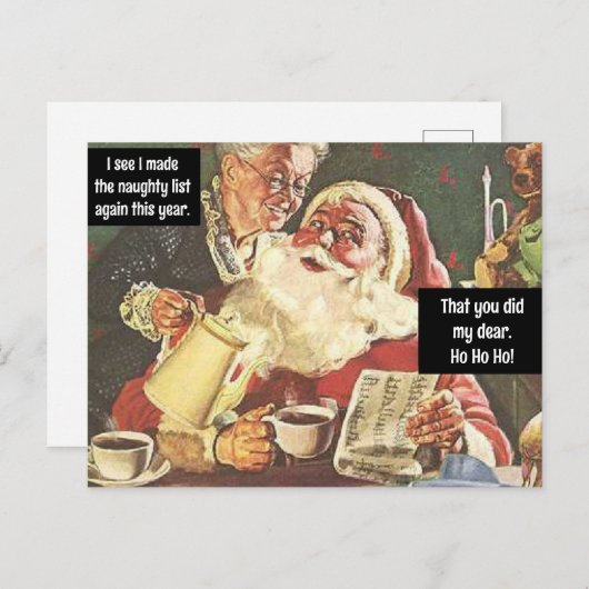 サンタとミセスクロースいけな&ニースヴィンテージおもしろい ポストカード (正面/裏面)