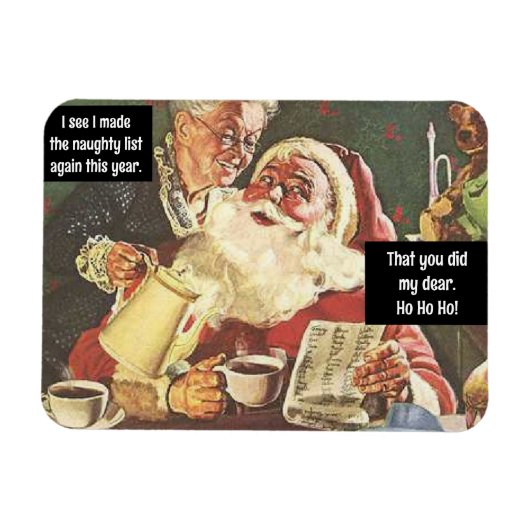 サンタとミセスクロースいけな&ニースヴィンテージおもしろい マグネット (横)