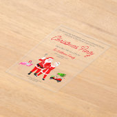 サンタとミセスクロースゴルフスイング招待状 アクリル招待状 (レイダウン)