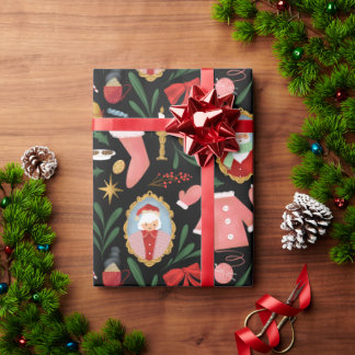 サンタとミセスクロースホリデーラッピング紙 ラッピングペーパー