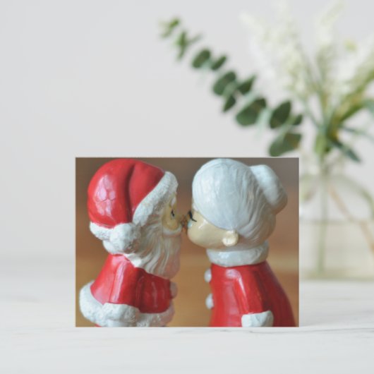 サンタとミセス・クロース、キスをする条項、クリスマス シーズンポストカード (スタンド正面)