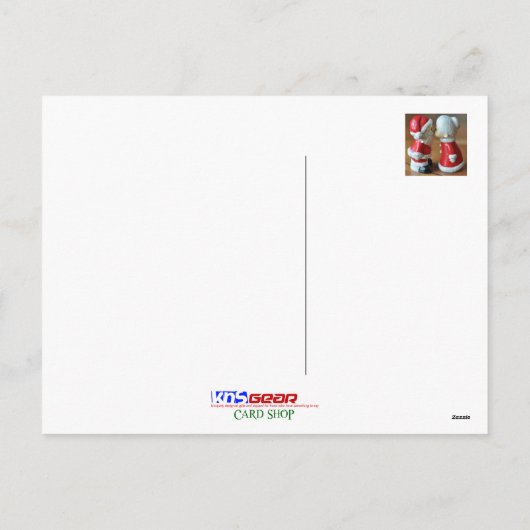 サンタとミセス・クロース、キスをする条項、クリスマス シーズンポストカード (裏面)