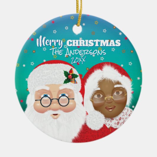 サンタとミセス・クロース・バラシアル・クリスマス セラミックオーナメント (正面)
