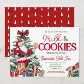 サンタとミルク＆クッキー、サンタの朝食 招待状 (正面/裏面)