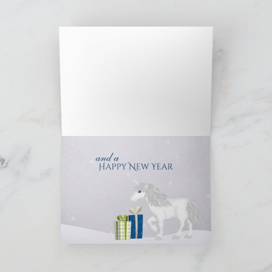 サンタとユニコーンの魔法のクリスマスと新年のご挨拶 シーズンカード (内部)