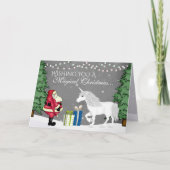 サンタとユニコーンの魔法のクリスマス ハッピーニューイヤー シーズンカード (正面)