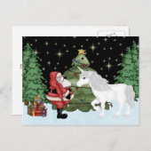 サンタとユニコーンマジカルクリスマスホリデー シーズンポストカード (正面/裏面)