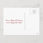 サンタとユニコーンマジカルクリスマスホリデー シーズンポストカード (裏面)