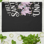 サンタとユニコ信じーズのクリスマスのクリスマスI キッチンタオル (折り畳み)