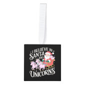 サンタとユニコ信じーズのクリスマスのクリスマスI キューブオーナメント (正面)