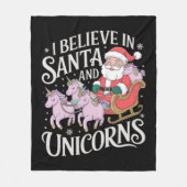 サンタとユニコ信じーズのクリスマスのクリスマスI フリースブランケット (正面)