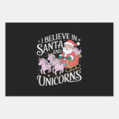 サンタとユニコ信じーズのクリスマスのクリスマスI ラッピングペーパーシート (正面)