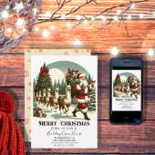 サンタとラマのフェスティブなクリスマス 招待状