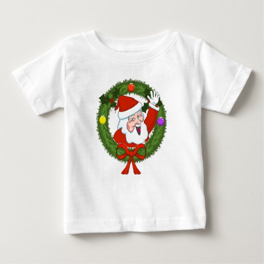サンタとリースのワンピース ベビーTシャツ (正面)