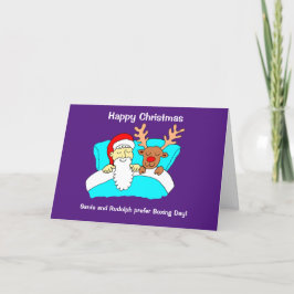 サンタとルドルフがボクシングデーのクリスマスにリラックス シーズンカード