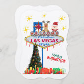 サンタとルドルフとラスベガスのクリスマスカード ノートカード (正面/裏面)