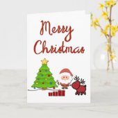 サンタとルドルフと一緒にクリスマスを祝おう カード (黄色い花)