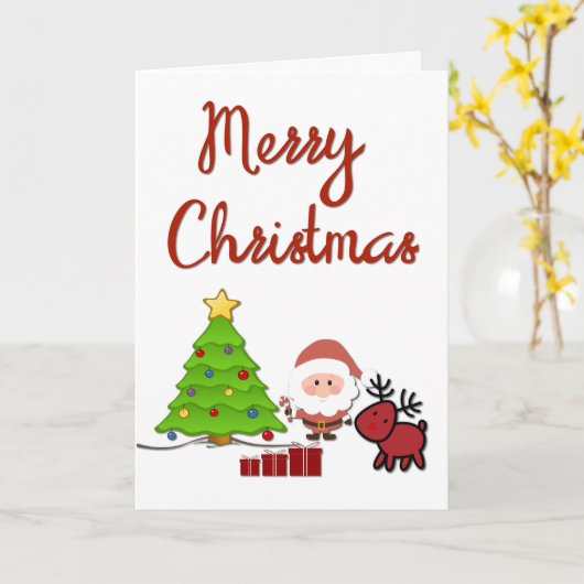 サンタとルドルフと一緒にクリスマスを祝おう カード (黄色い花)