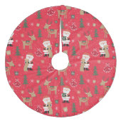 サンタとルドルフのクリスマスツリー フリース ツリースカート (正面)