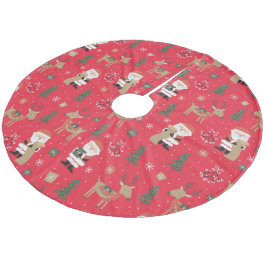 サンタとルドルフのクリスマスツリー フリース ツリースカート