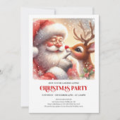 サンタとルドルフのクリスマスパーティー招待状 招待状 (正面)