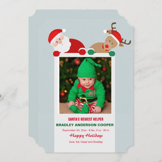サンタとルドルフのホリデーフォトカード シーズンカード (正面/裏面)