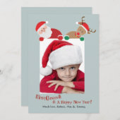 サンタとルドルフのホリデー写真カード シーズンカード (正面/裏面)