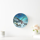 サンタとルドルフ(そり付き) ラウンド壁時計 (ホーム)