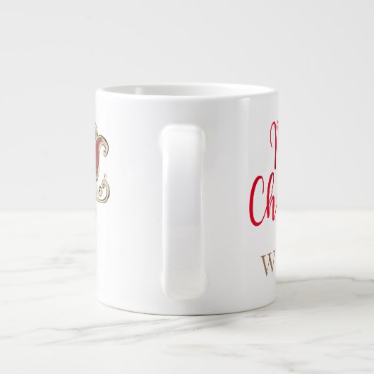 サンタとルドルフ オーダーメイド ネーム クリスマス ジャンボコーヒーマグカップ (裏面)