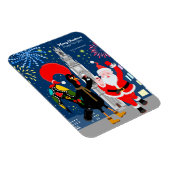 サンタとルースターが年賀状に乾杯 マグネット (右側)