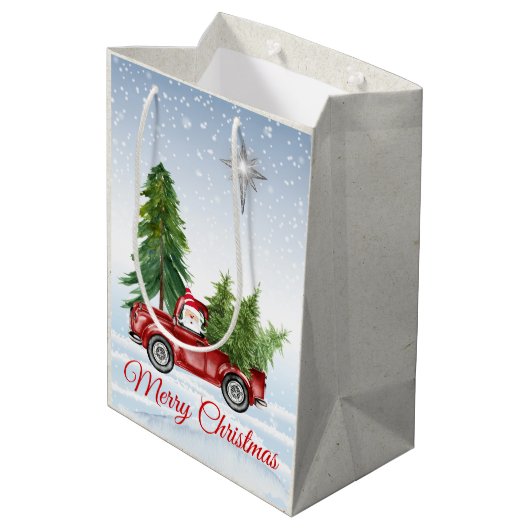 サンタとレッドトラックとのメリークリスマス抱き枕 ミディアムペーパーバッグ (裏面アングル)
