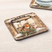 サンタとロビンのクリスマス コースター (左側)