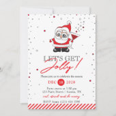 サンタとワイングラスおもしろいホリデーパーティー 招待状 (正面)