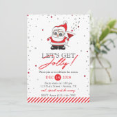 サンタとワイングラスおもしろいホリデーパーティー 招待状 (スタンド正面)