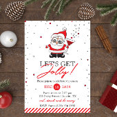 サンタとワイングラスおもしろいホリデーパーティー 招待状