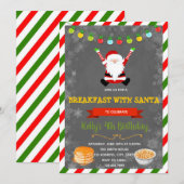 サンタと一緒にキュートな朝食パーティーの招待状 招待状 (正面/裏面)