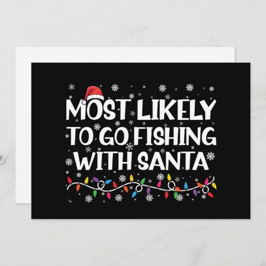 サンタと一緒にクリスマス釣りをする可能性が最も高い クリスマス釣り シーズンカード (正面/裏面)