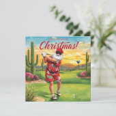 サンタと一緒にゴルフのクリスマス 太陽の州から シーズンカード (スタンド正面)