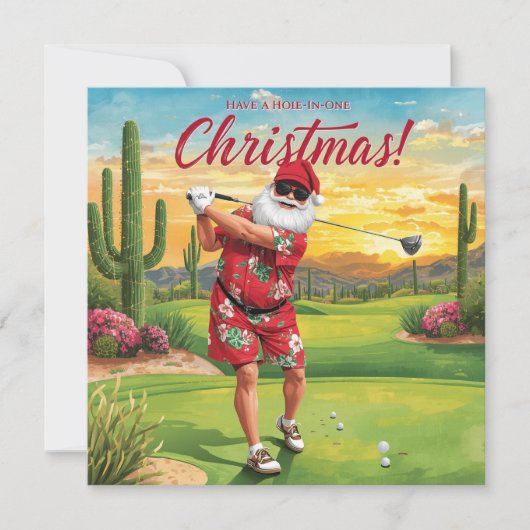 サンタと一緒にゴルフのクリスマス 太陽の州から シーズンカード (正面)