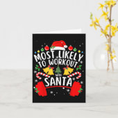 サンタと一緒にトレーニングする可能性が最も高い ボディビルディング Xmas カード (黄色い花)