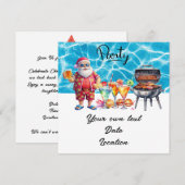 サンタと一緒にビーチで過ごす7月のクリスマス　ホリデー 招待状 (正面/裏面)