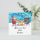 サンタと一緒にビーチで過ごす7月のクリスマス　ホリデー 招待状 (スタンド正面)