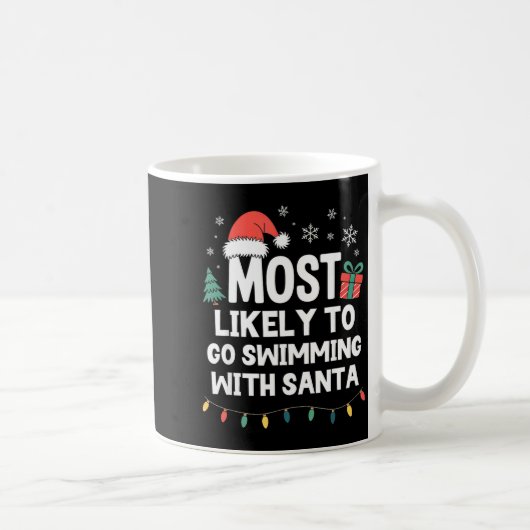 サンタと一緒に泳ぎに行く可能性が最も高い クリスマス 水着 コーヒーマグカップ (右)