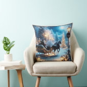 サンタと一緒に美しいそりに乗る クッション (椅子)