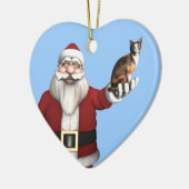 サンタと三毛猫 セラミックオーナメント (左)