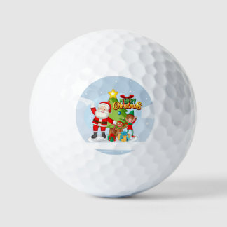 サンタと仲間たちのクリスマスカード ゴルフボール
