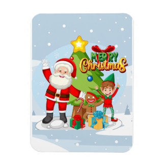 サンタと仲間たちのクリスマスカード マグネット