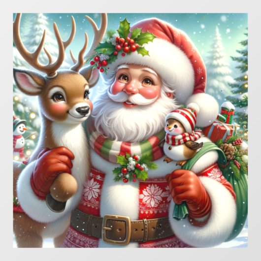 サンタと仲間の窓が引っかかる ウィンドウサイン (シート)